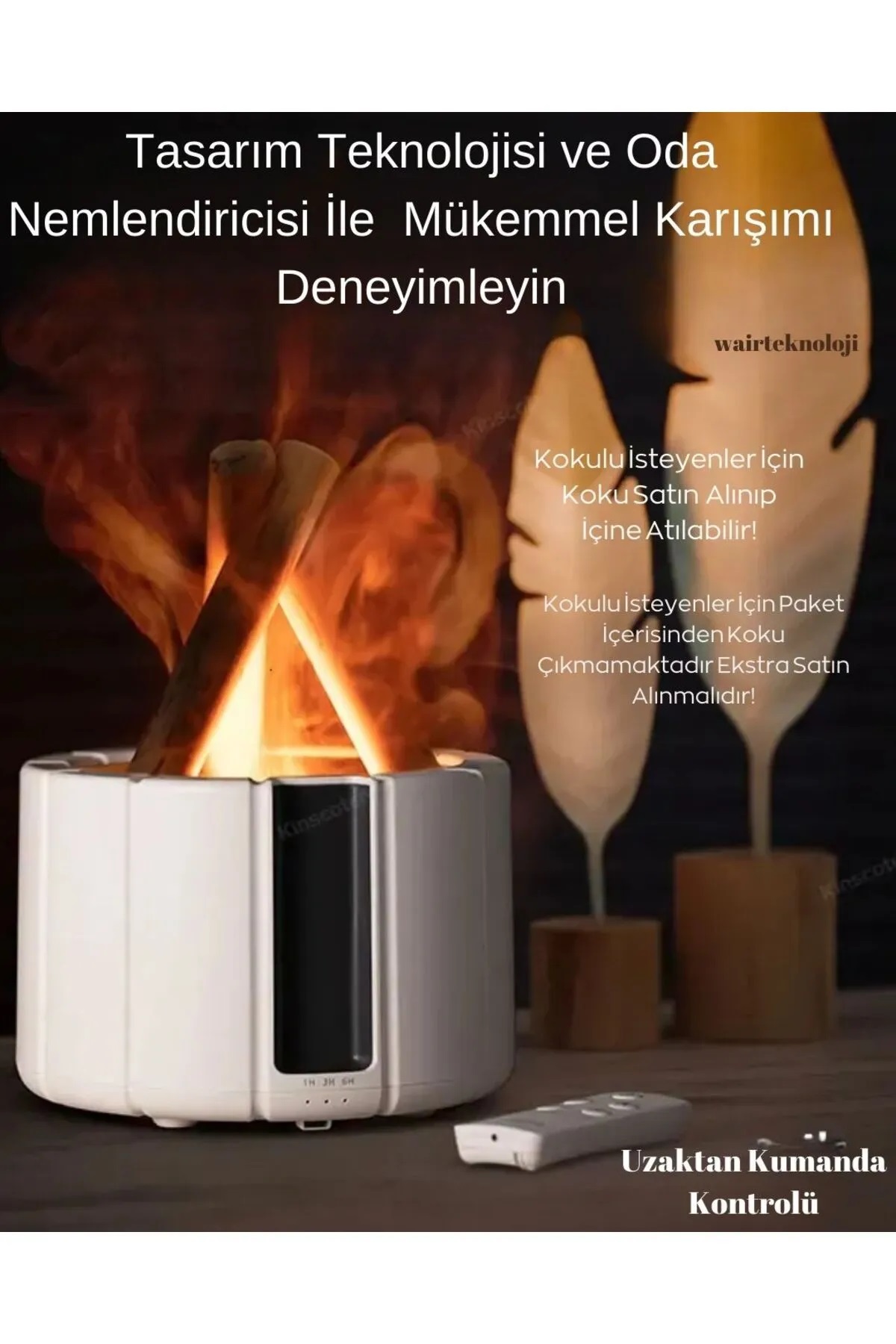 250%20ML%20Alev%20Görüntülü%20Bonfire%20Oda%20Nemlendirici%20Şık%20Tasarım%20Uzaktan%20Kumanda%20Kontrollü%20siyah