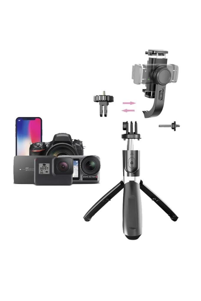 Torima%20Q08%20Siyah%20Gimbal%20360%20Derece%20Uzaktan%20Kumandalı%20Taşınabilir%20Selfie%20Çubuğu%20Tripod