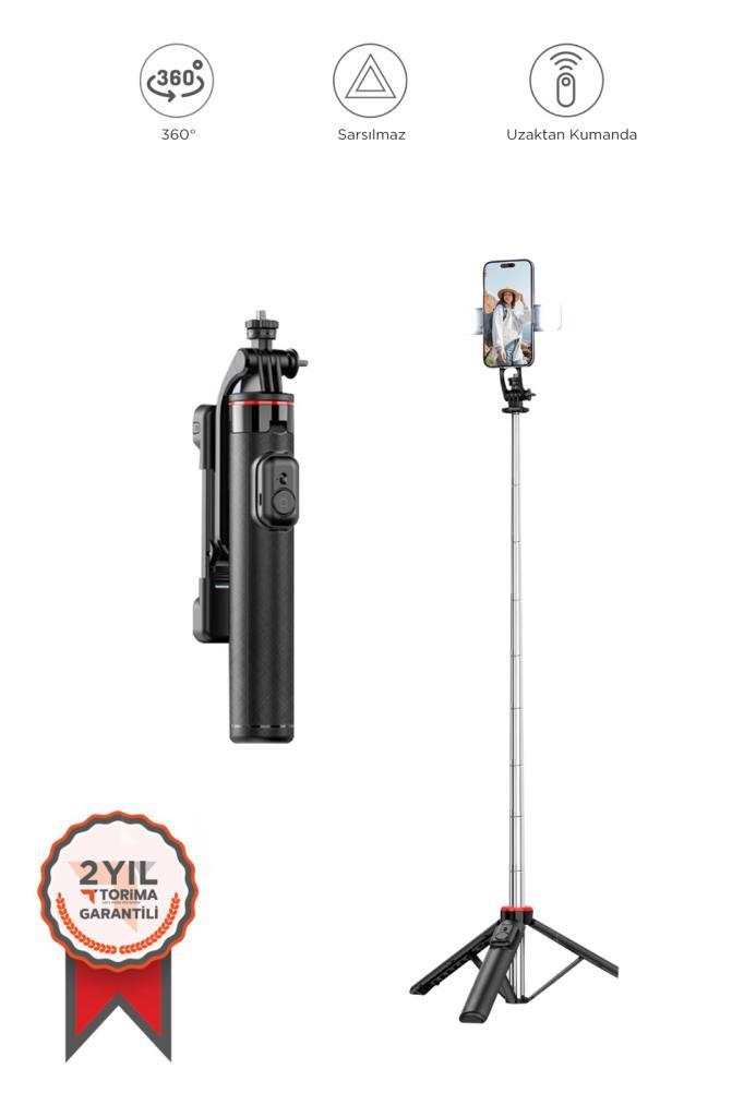 Torima%20Q12%20Çok%20Amaçlı%20Tripod%20Kumandalı%20Selfie%20Çubuğu%20Siyah