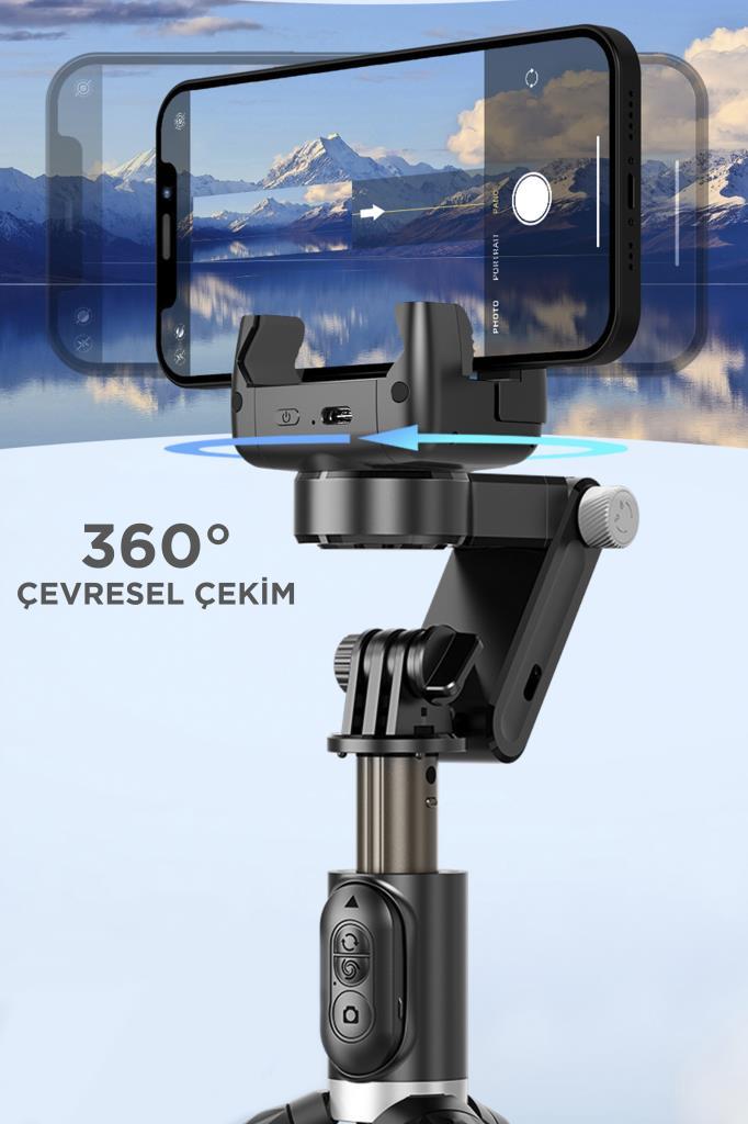 Q18%20Siyah%20Gimball%20Led%20Işıklı%20Kumandalı%20Çok%20Amaçlı%20Tripod%20Selfie%20Çubuğu