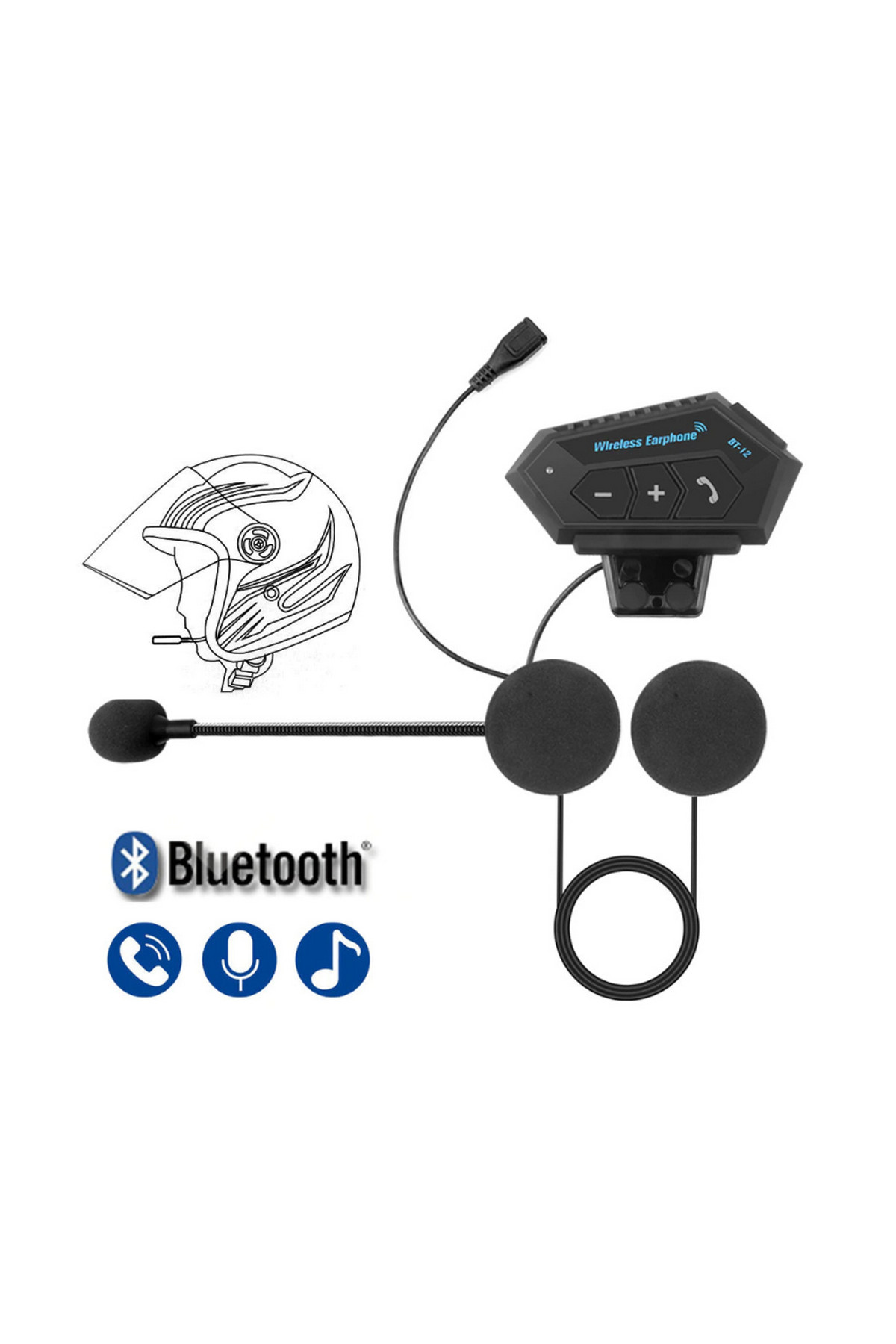 Vothoon%20BT12%20Kask%20Kulaklık%20Bluetooth%20Motosiklet%20Kulaklık%20Interkom%20Motorsiklet%20Kulaklık