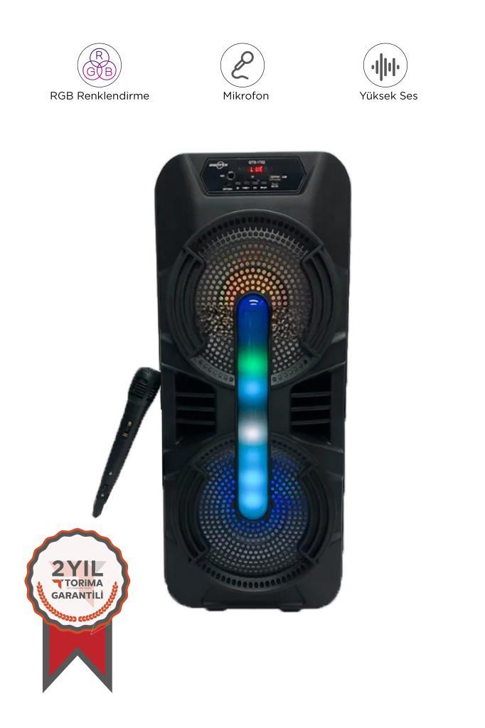 Torima%20Siyah%20GTS-1702%20Taşınabilir%20Bluetooth%20Mikrofonlu%20RGB%20Işıklı%20%20Hoparlör