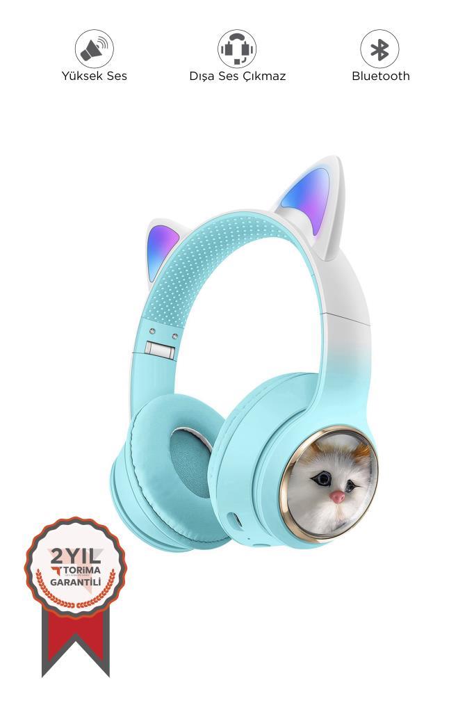 Torima%20HD11%20Mavi%20Sevimli%20Kedi%20Karükatür%20Kulak%20Led%20Işıklı%205.3%20Bluetooth%20Kulak%20Üstü%20Kulaklık