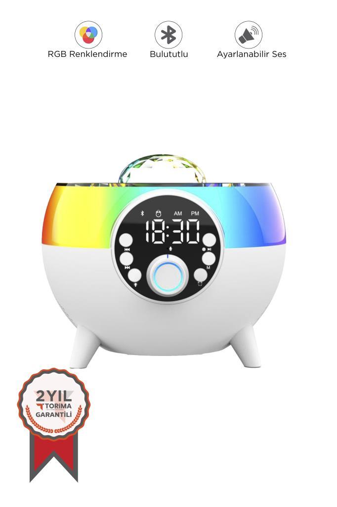 Torima%20HM-2310%20Beyaz%20RGB%20Işıklı%20Çalar%20Saatli%20%20Bluetooth%20Hoparlörlü%20Şarj%20Standı