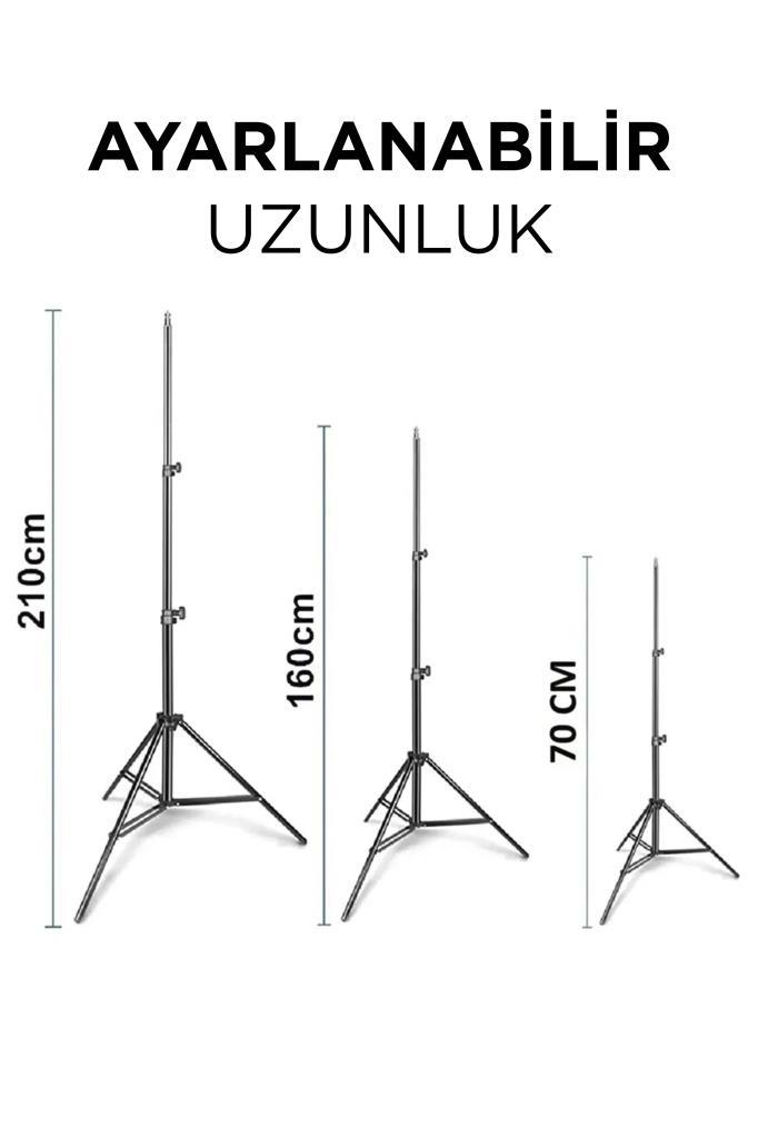 Torima%20LW-33%20Siyah%202.1%20M%20Saplı%2026%20cm%20Işıklı%20Selfie%20Çubuğu%20Youtuber%20Makyaj%20Işığı