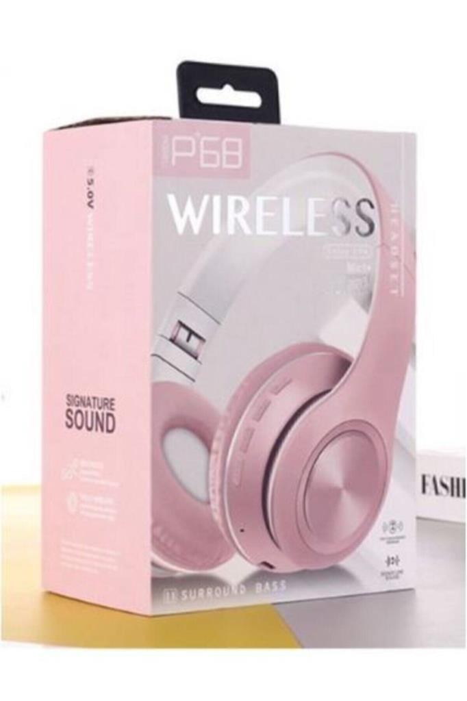 P68%20Bluetooth%20Kablosuz%20Stereo%20Kulaklık%20(PEMBE)