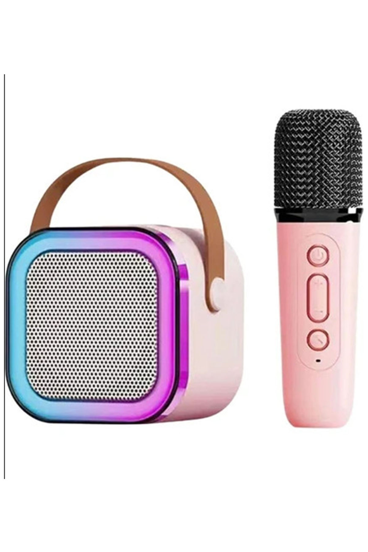 Karaoke%20Kablosuz%20Hoparlör%20Mikrofonlu%20Rgb%20Işıklı%20Bluetooth%20Speaker%20Tf%20Kart/Usb%20Pembe