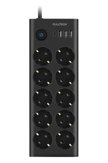 Fulltech FTR14 Type-C Girişli Akım Korumalı 10’lu Priz, 3 USB