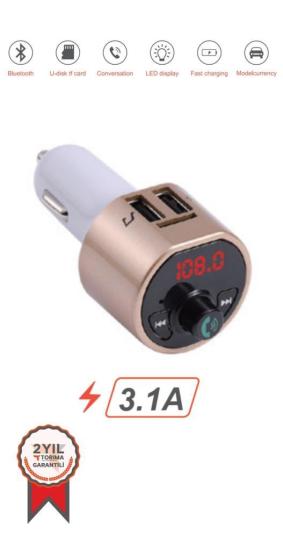 Torima G10 PD Şarj Özellikli Dijital Göstergeli Bluetooth Fm Transmitter Gold