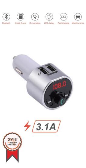 Torima G10 PD Şarj Özellikli Dijital Göstergeli Bluetooth Fm Transmitter Gümüş