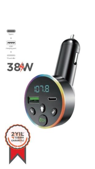 Torima G13 38W PD Şarj Özellikli Dijital Göstergeli Bluetooth Fm Transmitter