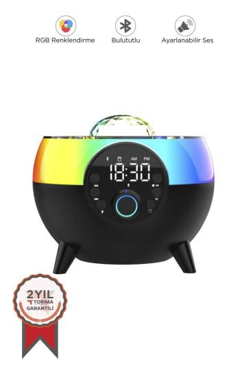 Torima HM-2310 Siyah RGB Işıklı Çalar Saatli  Bluetooth Hoparlörlü Şarj Standı