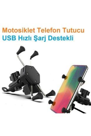 Usb Şarjlı Ayna Bağlantılı Motosiklet Telefon Tutucu Motor Tutacağı