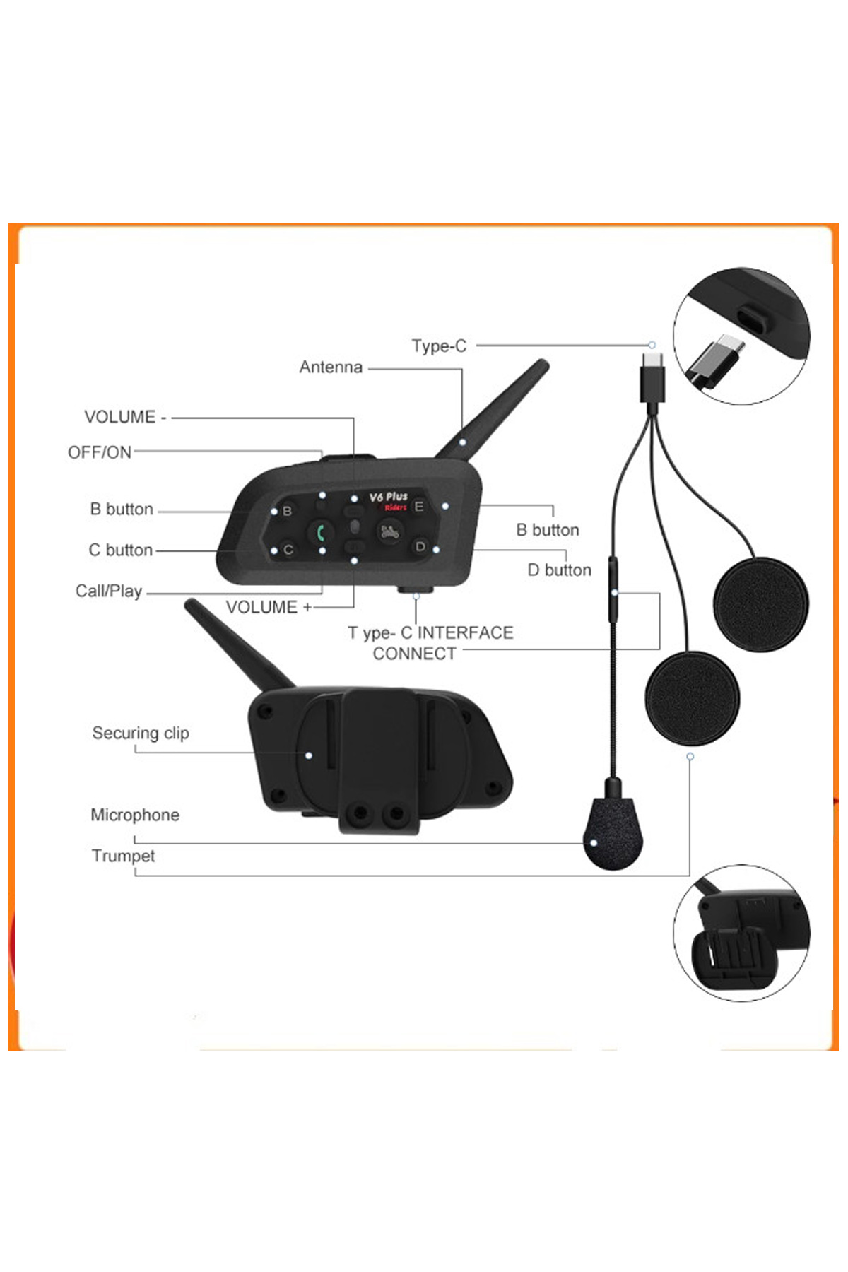 Vothoon%20V6%20Plus%20Motorsiklet%20Kaskı%20intercom%20%20Su%20Geçirmez%201200%20m