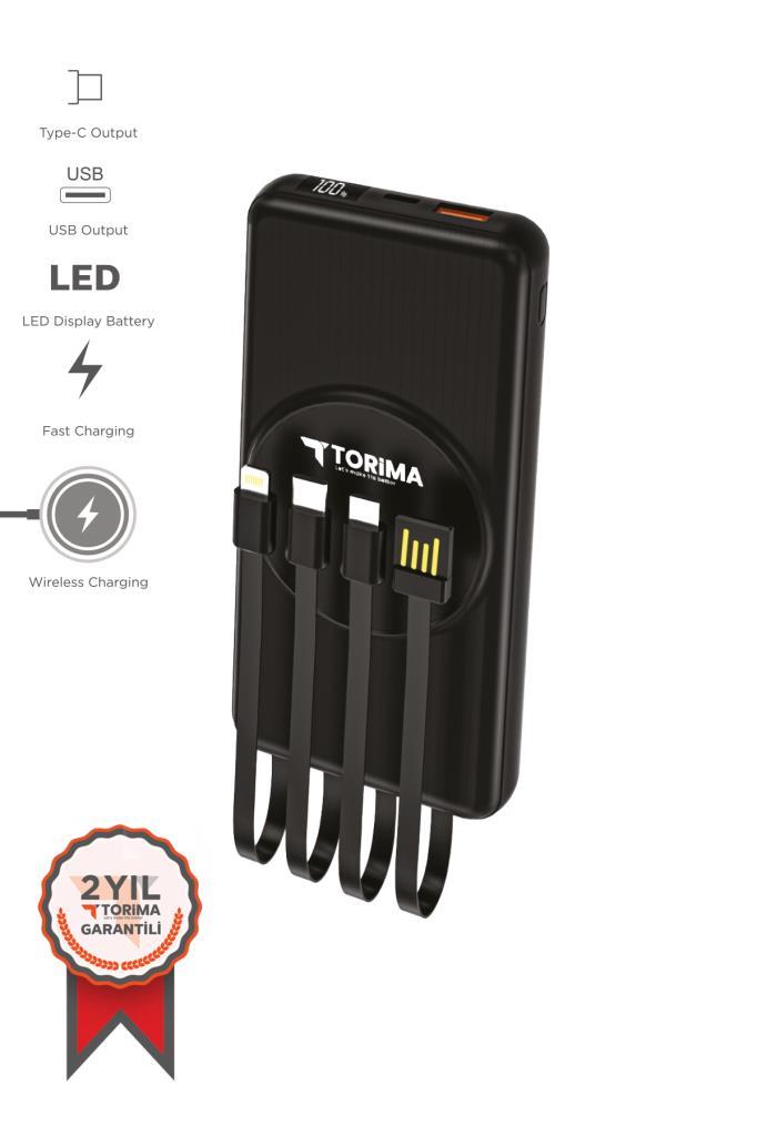 Torima%20TRM-1014%20Siyah%2010.000mAh%20Wirelles%20Dijital%20Göstergeli%20Hızlı%20Şarjlı%20Powerbank